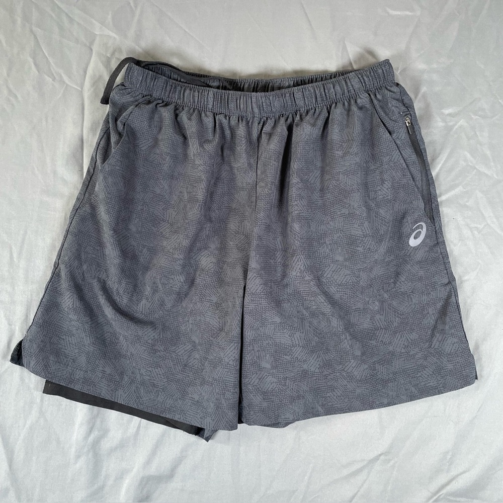 Asics Activewear Shorts Men's Large Black Lined Running Stretch Drawstring Gym